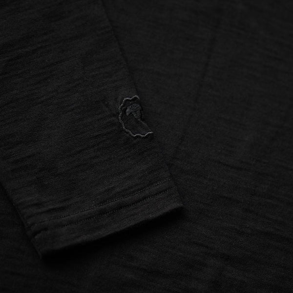 Isobaa Mens Merino 200 Long Sleeve Polo Shirt (Black/Blue)