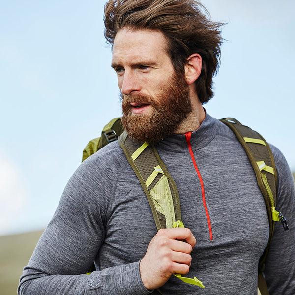 Isobaa Mens Merino 200 Long Sleeve Zip Neck (Charcoal)