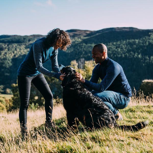 Isobaa Mens Merino 200 Long Sleeve Zip Neck (Stripe Navy/Denim)