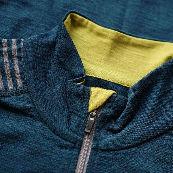 Isobaa Mens Merino 200 Long Sleeve Zip Neck (Stripe Petrol/Charcoal)