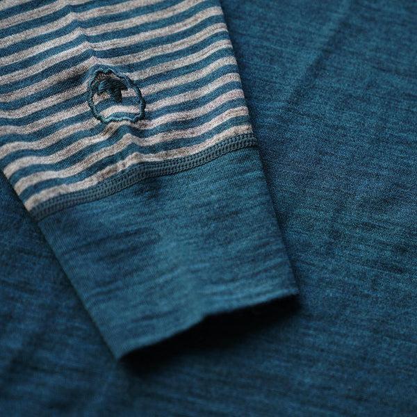 Isobaa Mens Merino 200 Long Sleeve Zip Neck (Stripe Petrol/Charcoal)