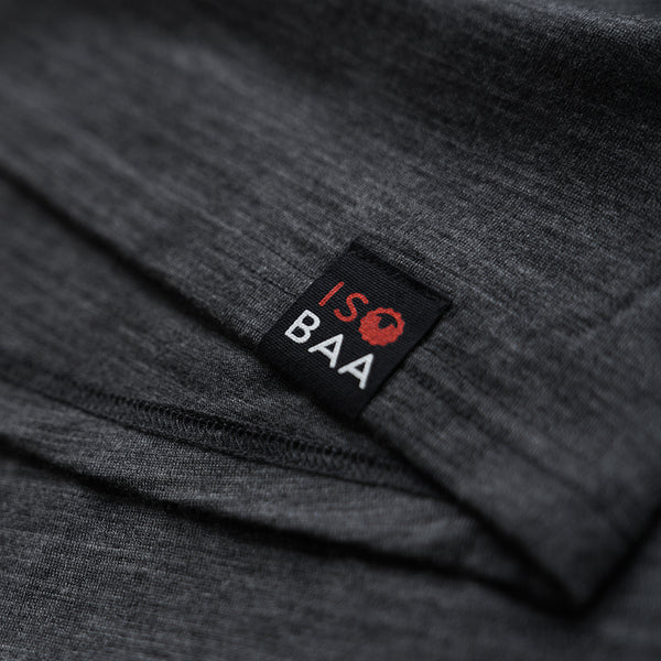 Isobaa Mens Merino 200 Long Sleeve Zip Neck (Stripe Smoke/Charcoal)