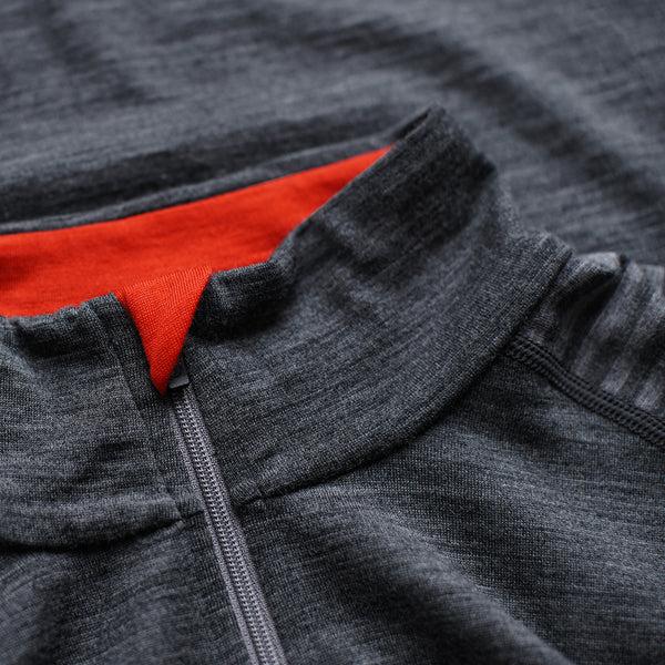 Isobaa Mens Merino 200 Long Sleeve Zip Neck (Stripe Smoke/Charcoal)