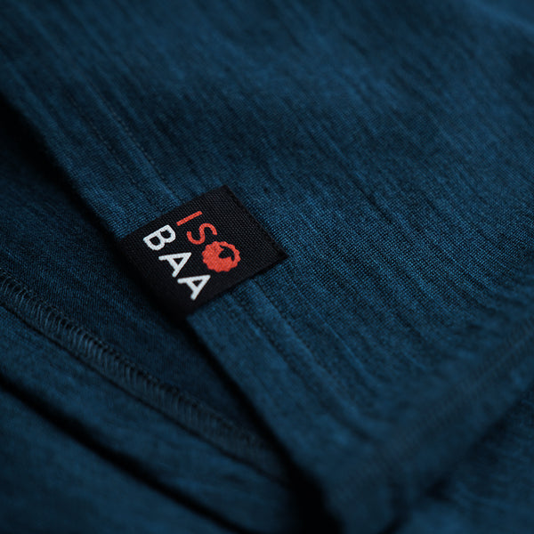 Isobaa Mens Merino 200 Zip Neck Hoodie (Stripe Petrol/Charcoal)