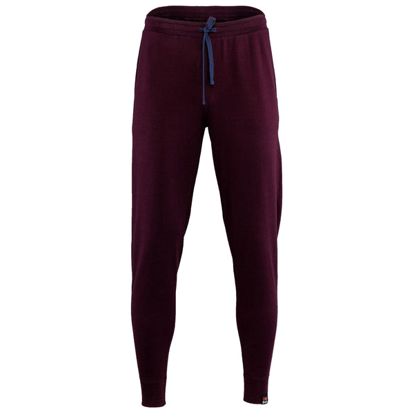 isobaa Mens Merino 260 Lounge Cuffed Joggers (Wine/Navy)