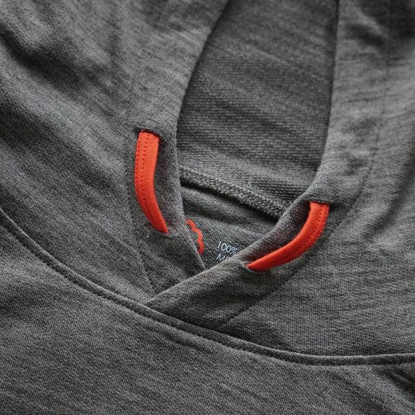 Isobaa Mens Merino 260 Lounge Hoodie (Charcoal/Orange)