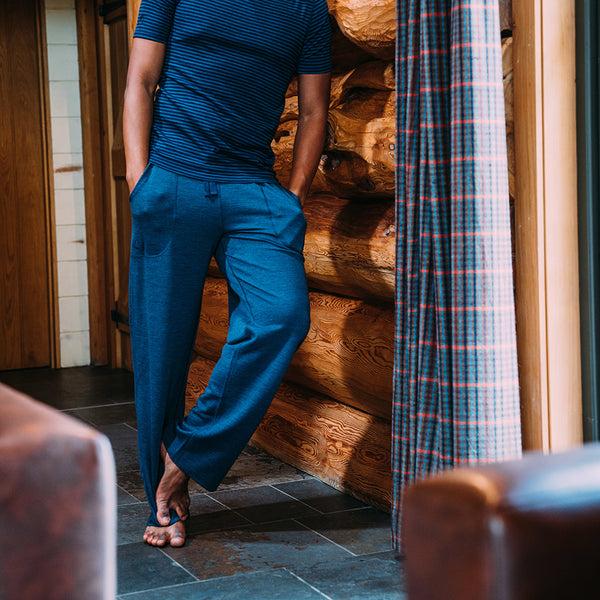 Isobaa Mens Merino 260 Lounge Loose Joggers (Denim/Navy)