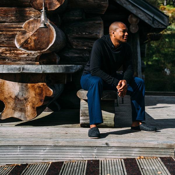 Isobaa Mens Merino 260 Lounge Loose Joggers (Navy/Smoke)