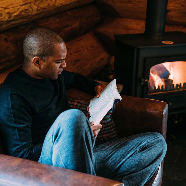 Isobaa Mens Merino 260 Lounge Loose Joggers (Smoke/Black)