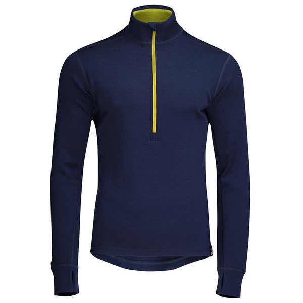 isobaa Mens Merino 320 Long Sleeve Half Zip (Navy/Lime)