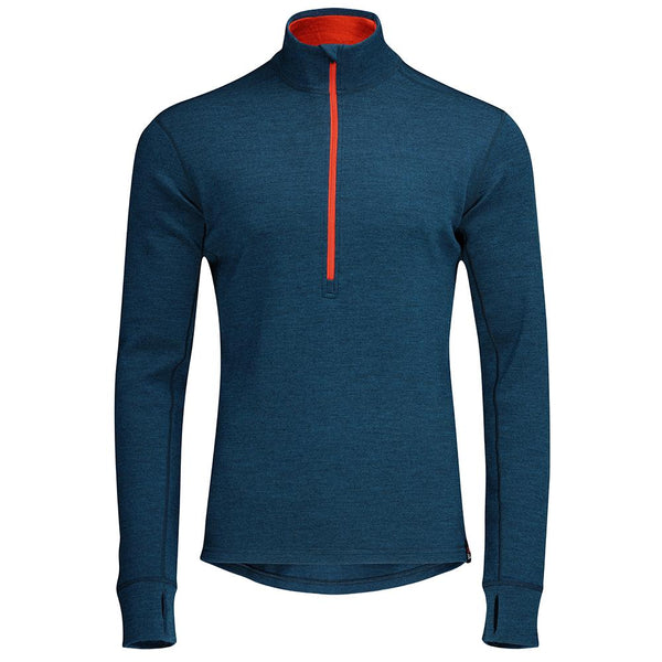 isobaa Mens Merino 320 Long Sleeve Half Zip (Petrol/Orange)