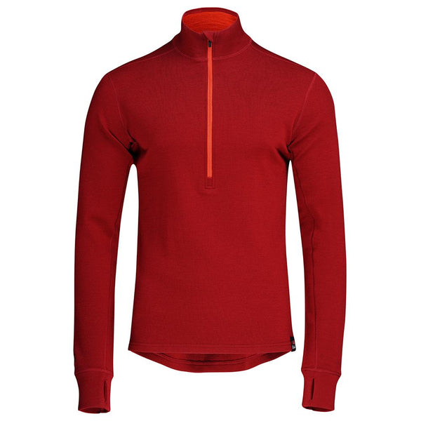 isobaa Mens Merino 320 Long Sleeve Half Zip (Red/Orange)