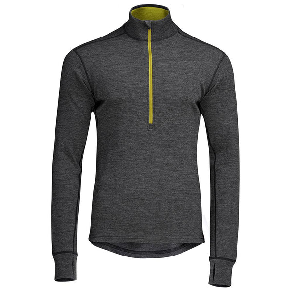 isobaa Mens Merino 320 Long Sleeve Half Zip (Smoke/Lime)