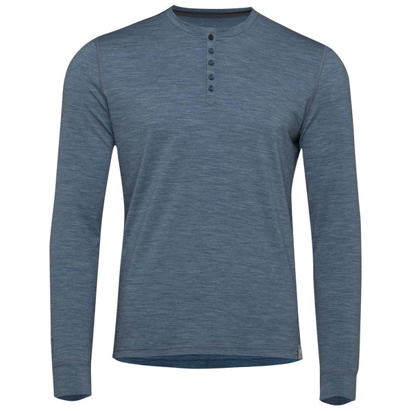 isobaa Mens Merino Blend 160 PJ Henley (Ocean Melange)