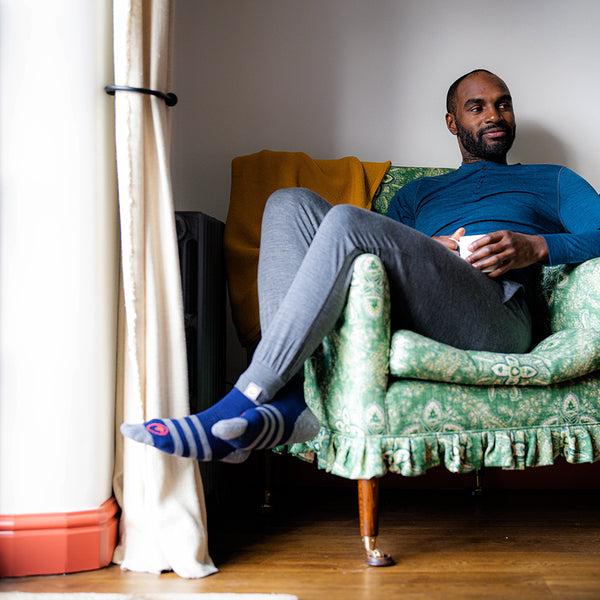 Isobaa Mens Merino Blend 200 PJ Joggers (Smoke Melange)