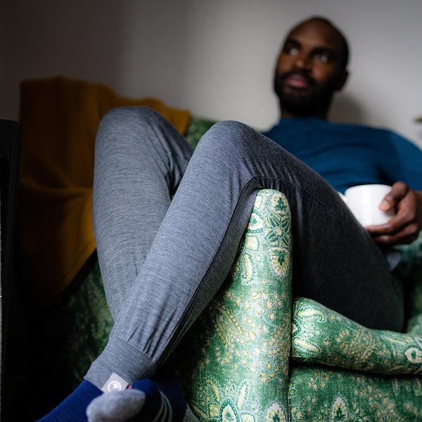 Isobaa Mens Merino Blend 200 PJ Joggers (Smoke Melange)