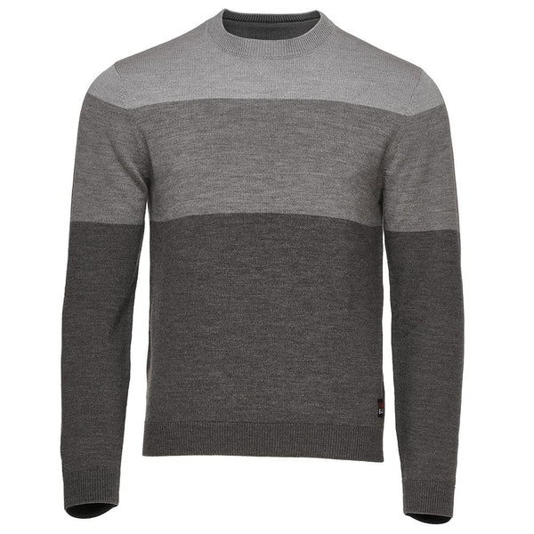 isobaa Mens Merino Block Stripe Sweater (Smoke/Grey/Charcoal)