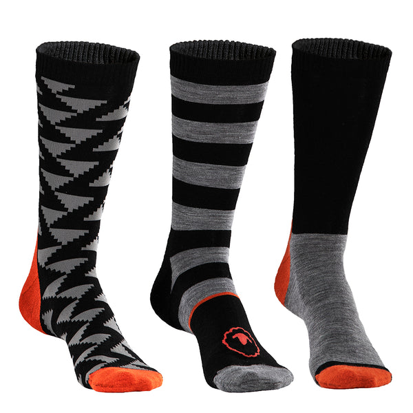isobaa Merino Blend Everyday Socks (3 Pack - Black/Charcoal)