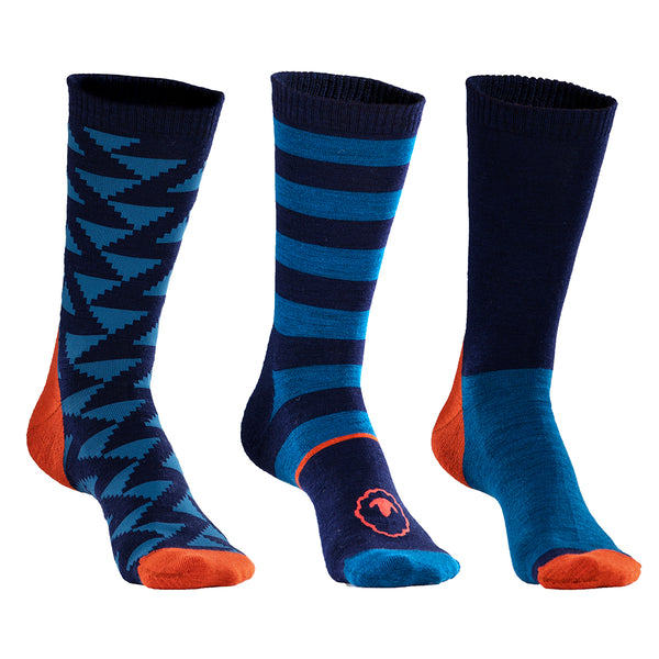isobaa Merino Blend Everyday Socks (3 Pack - Navy/Blue)