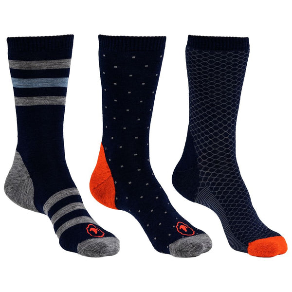 isobaa Merino Blend Everyday Socks (3 Pack - Navy/Charcoal)