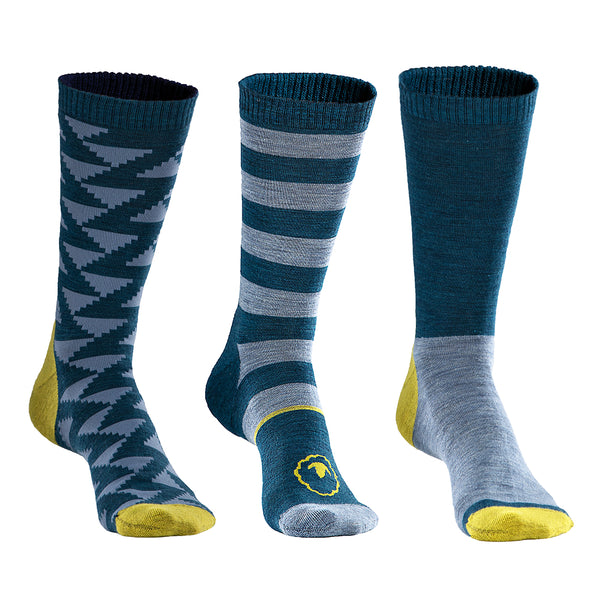 isobaa Merino Blend Everyday Socks (3 Pack - Petrol/Sky)