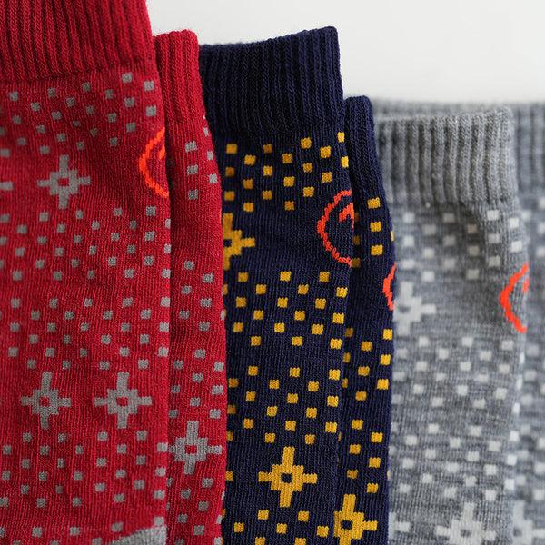 Isobaa Merino Blend Festive Socks (3 Pack - Navy/Smoke/Red)