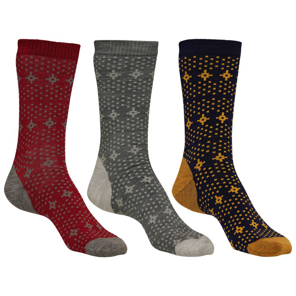 isobaa Merino Blend Festive Socks (3 Pack - Navy/Smoke/Red)