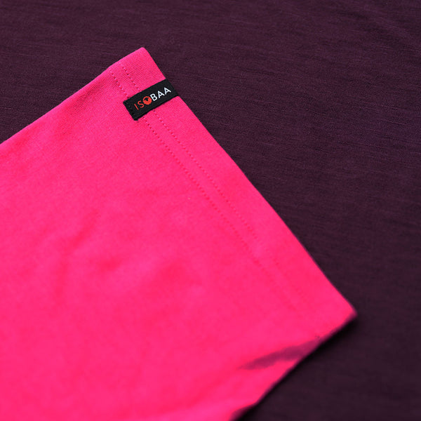 Isobaa Womens Merino 150 Raglan Baseball Tee (Wine/Fuchsia)