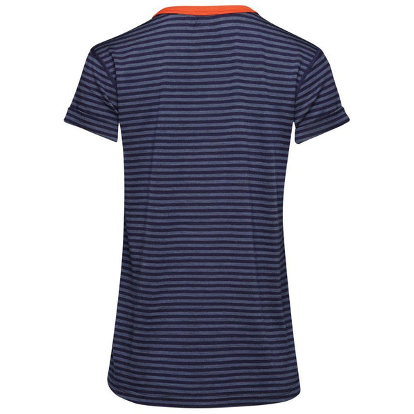 Isobaa Womens Merino 150 Roll Sleeve Tee (Mini Stripe Navy/Denim)