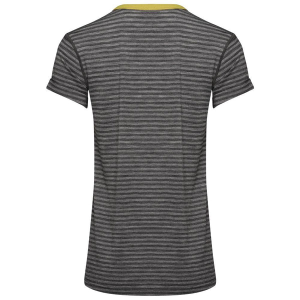 Isobaa Womens Merino 150 Roll Sleeve Tee (Mini Stripe Smoke/Charcoal)