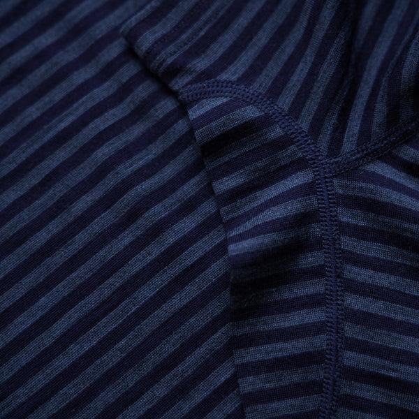Isobaa Womens Merino 150 Short Sleeve Crew (Stripe Navy/Denim)