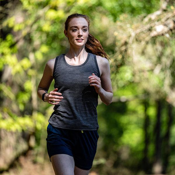 isobaa Womens Merino 150 Vest (Mini Stripe Smoke/Charcoal)