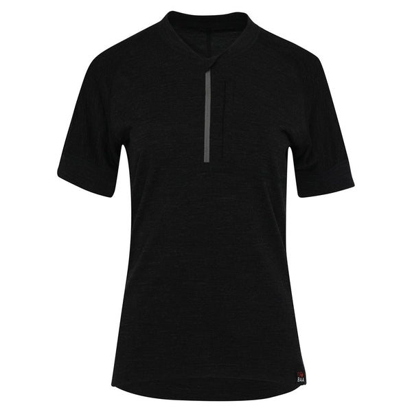 isobaa Womens Merino 160 SS Cycle Zip Top (Black Melange)