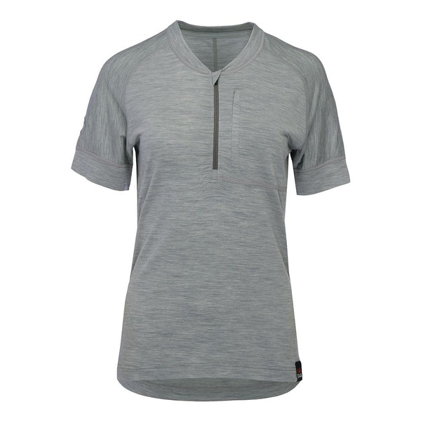 isobaa Womens Merino 160 SS Cycle Zip Top (Cloud Melange)