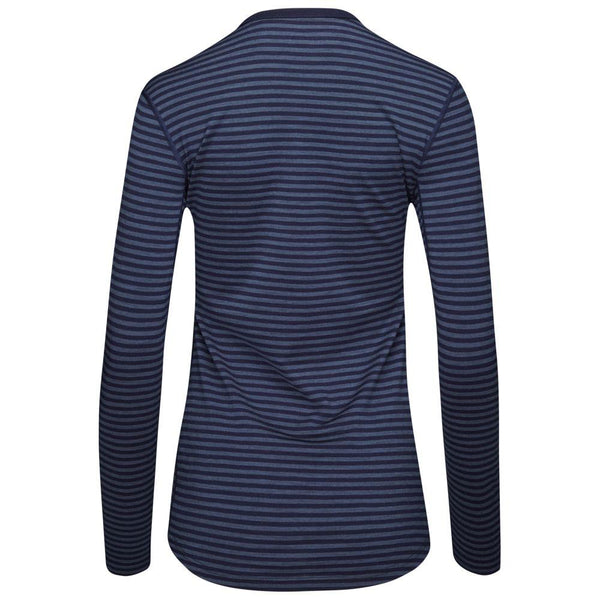 Isobaa Womens Merino 180 Long Sleeve Crew (Mini Stripe Navy/Denim)