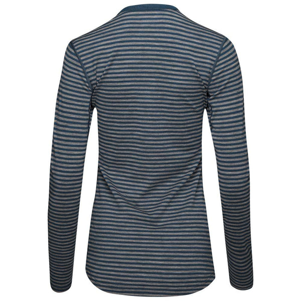 Isobaa Womens Merino 180 Long Sleeve Crew (Mini Stripe Petrol/Charcoal)