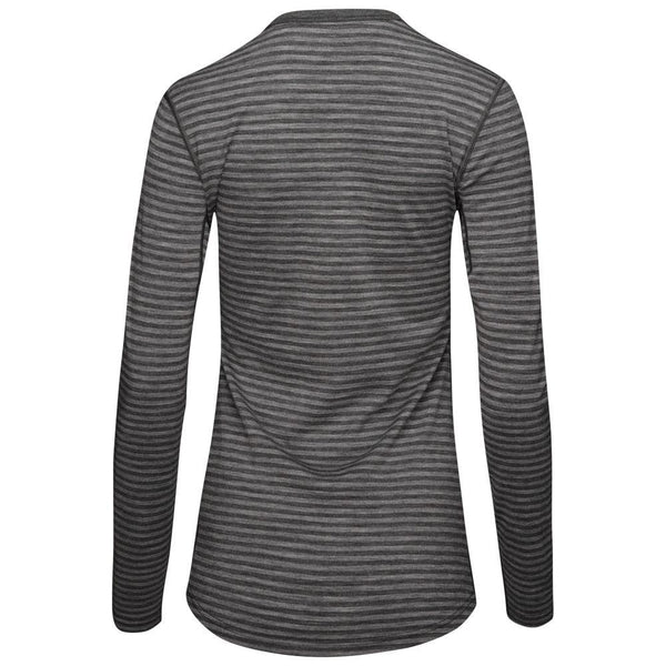 Isobaa Womens Merino 180 Long Sleeve Crew (Mini Stripe Smoke/Charcoal)