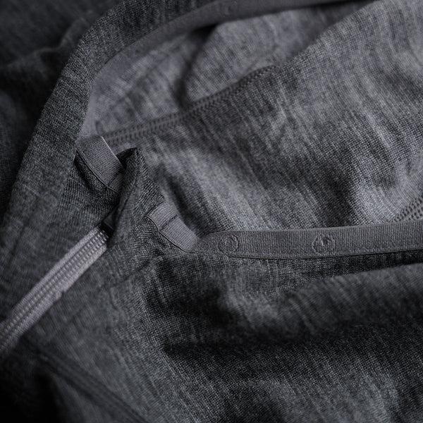 Isobaa Womens Merino 200 Zip Neck Hoodie (Stripe Smoke/Charcoal)