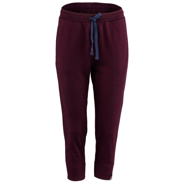 isobaa Womens Merino 260 Lounge Cuffed 3/4 Joggers (Wine/Navy)