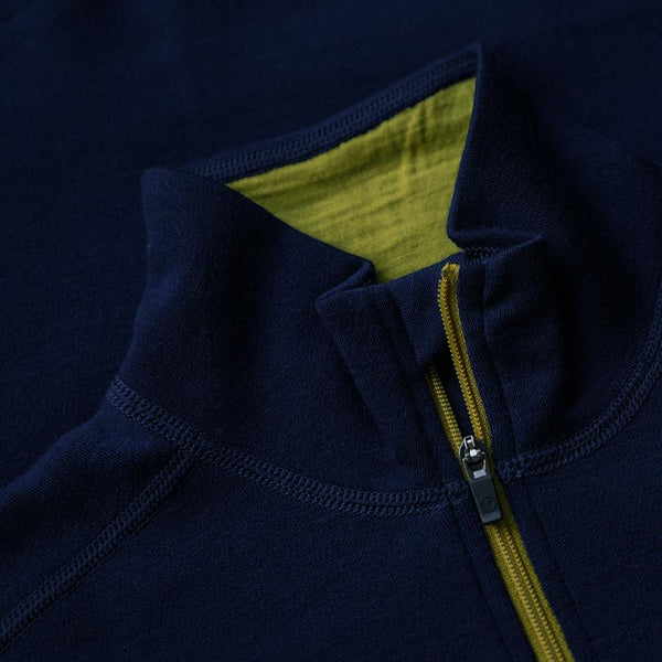 Isobaa Womens Merino 320 Long Sleeve Half Zip (Navy/Lime)