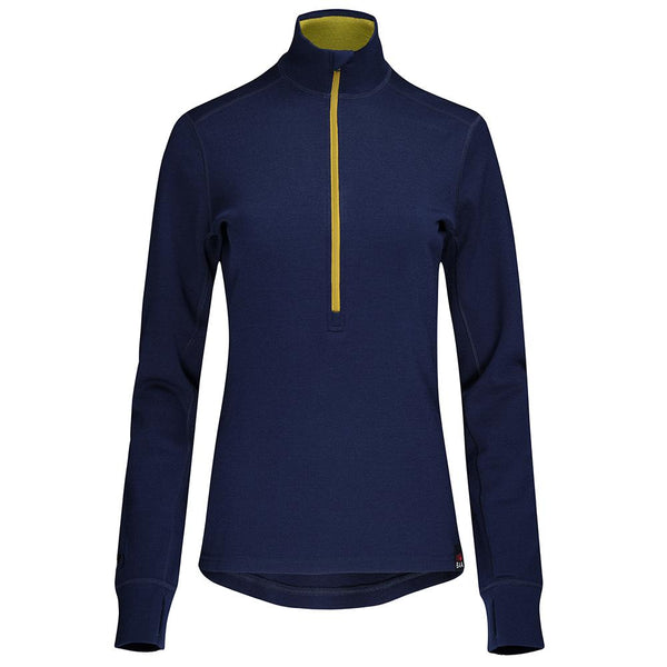 isobaa Womens Merino 320 Long Sleeve Half Zip (Navy/Lime)