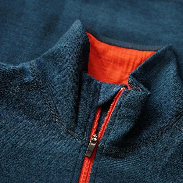 Isobaa Womens Merino 320 Long Sleeve Half Zip (Petrol/Orange)