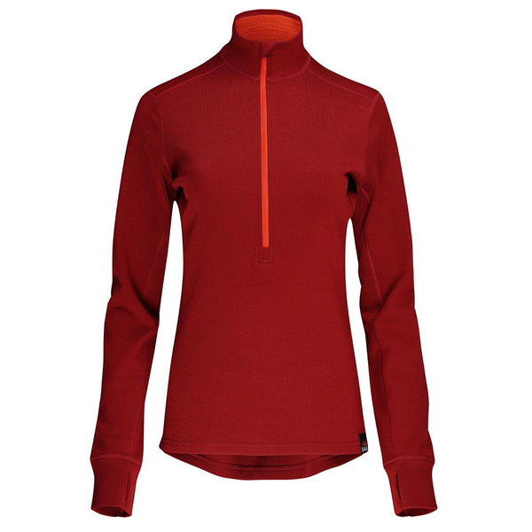 isobaa Womens Merino 320 Long Sleeve Half Zip (Red/Orange)