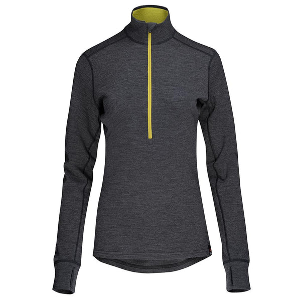 isobaa Womens Merino 320 Long Sleeve Half Zip (Smoke/Lime)