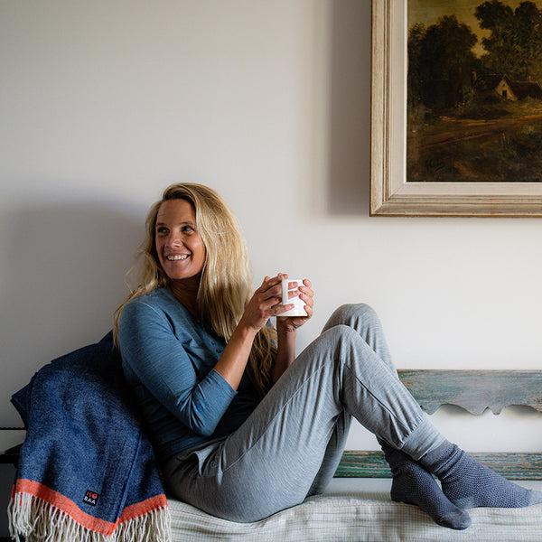 Isobaa Womens Merino Blend 200 PJ Joggers (Cloud Melange)