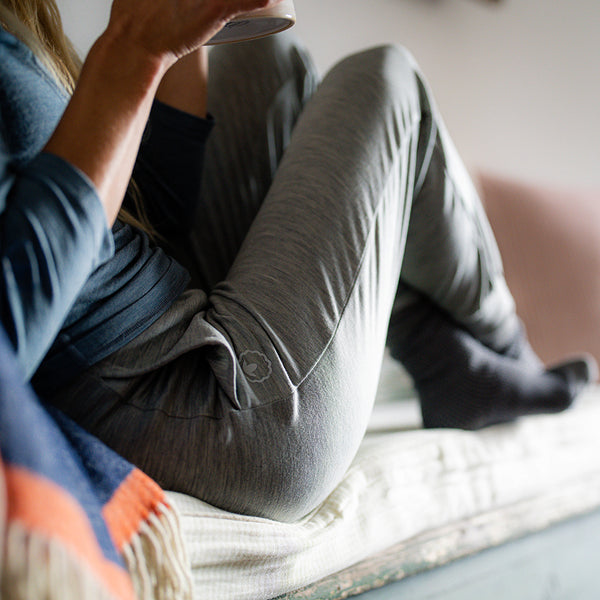 Isobaa Womens Merino Blend 200 PJ Joggers (Cloud Melange)