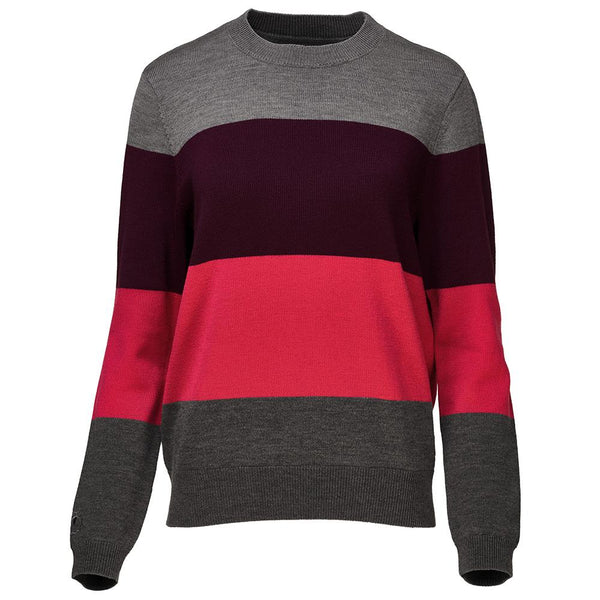 isobaa Womens Merino Block Stripe Sweater (Charcoal/Wine/Fuchsia/Smoke)