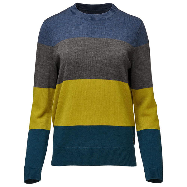 isobaa Womens Merino Block Stripe Sweater (Denim/Smoke/Lime/Petrol)