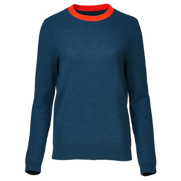 isobaa Womens Merino Honeycomb Sweater (Petrol/Orange)