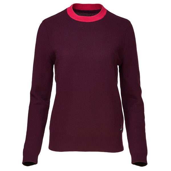 isobaa Womens Merino Honeycomb Sweater (Wine/Fuchsia)